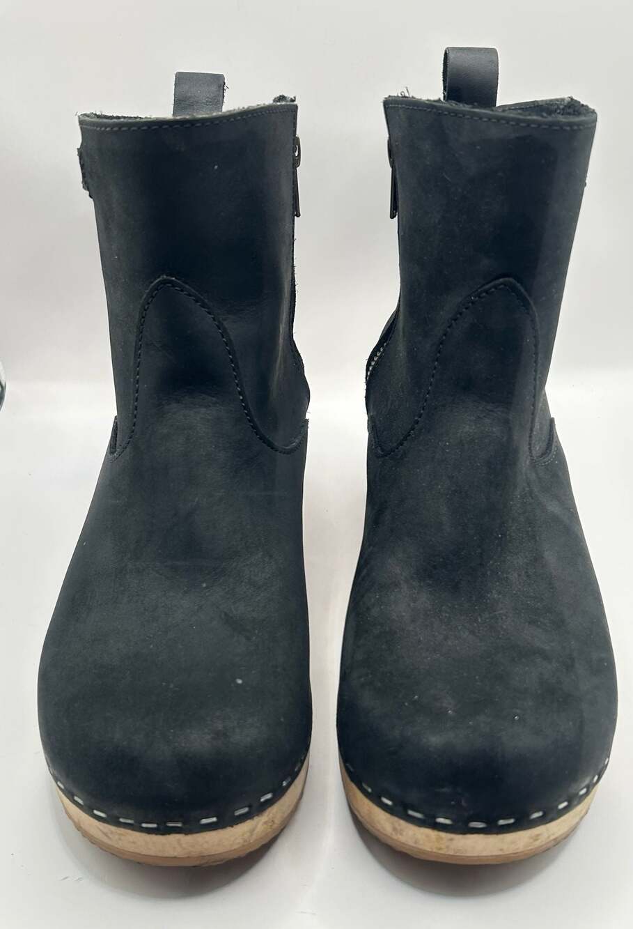 Sandgrens New York Low Heel Clog Boots in Black Leather
